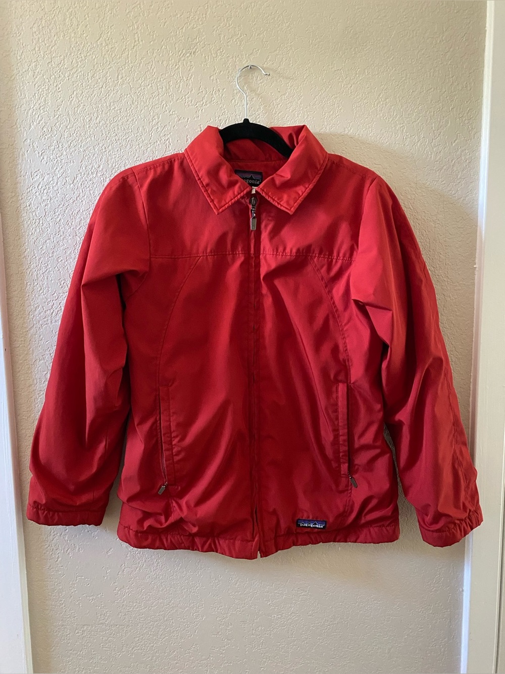 Patagonia Fleece Lined Collared Full Zip Red Windbreaker Jacket Size XS